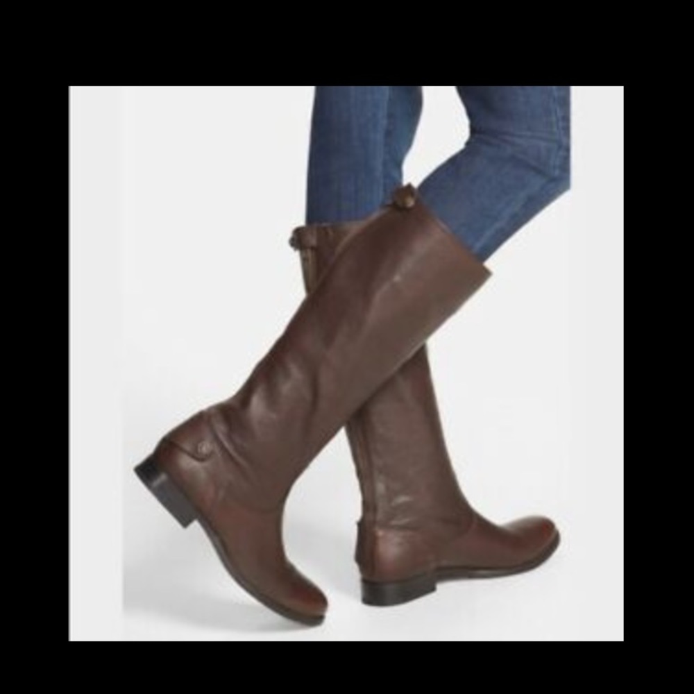 Frye Boots Tall Brown Melissa Button Back …
